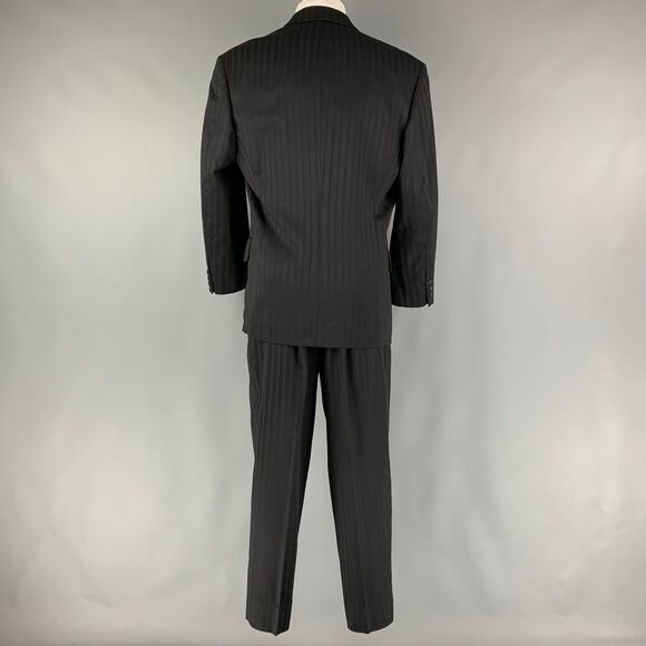 MATSUDA Size S Black Stripe Wool Double Breasted 30 29 Suit - Picture 4 of 10